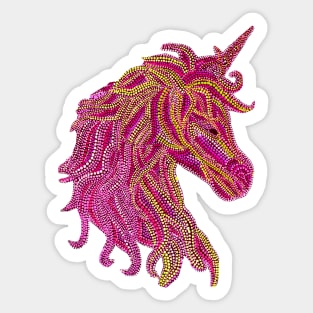 Mythical Unicorn - Magenta & Yellow Sticker